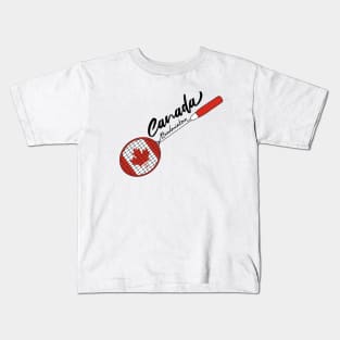 Canada Team Badminton Racquet Support Badminton of (Canada) Flag Kids T-Shirt